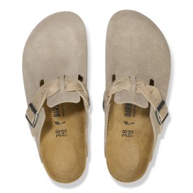 Birkenstock Clog Donna Boston Braided taupe, Suede Leather