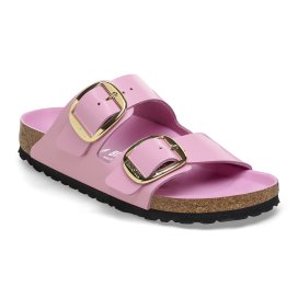 Birkenstock Sandalo Donna Arizona Big Buckle Natural Leather Shine fondant pink