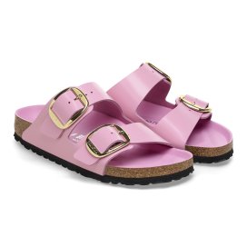 Birkenstock Sandalo Donna Arizona Big Buckle Natural Leather Shine fondant pink