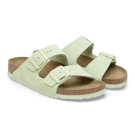 Birkenstock Sandalo Unisex Arizona Suede Leather Faded lime