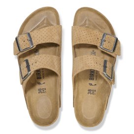 Birkenstock Sandalo Unisex Arizona Suede Leather New Beige