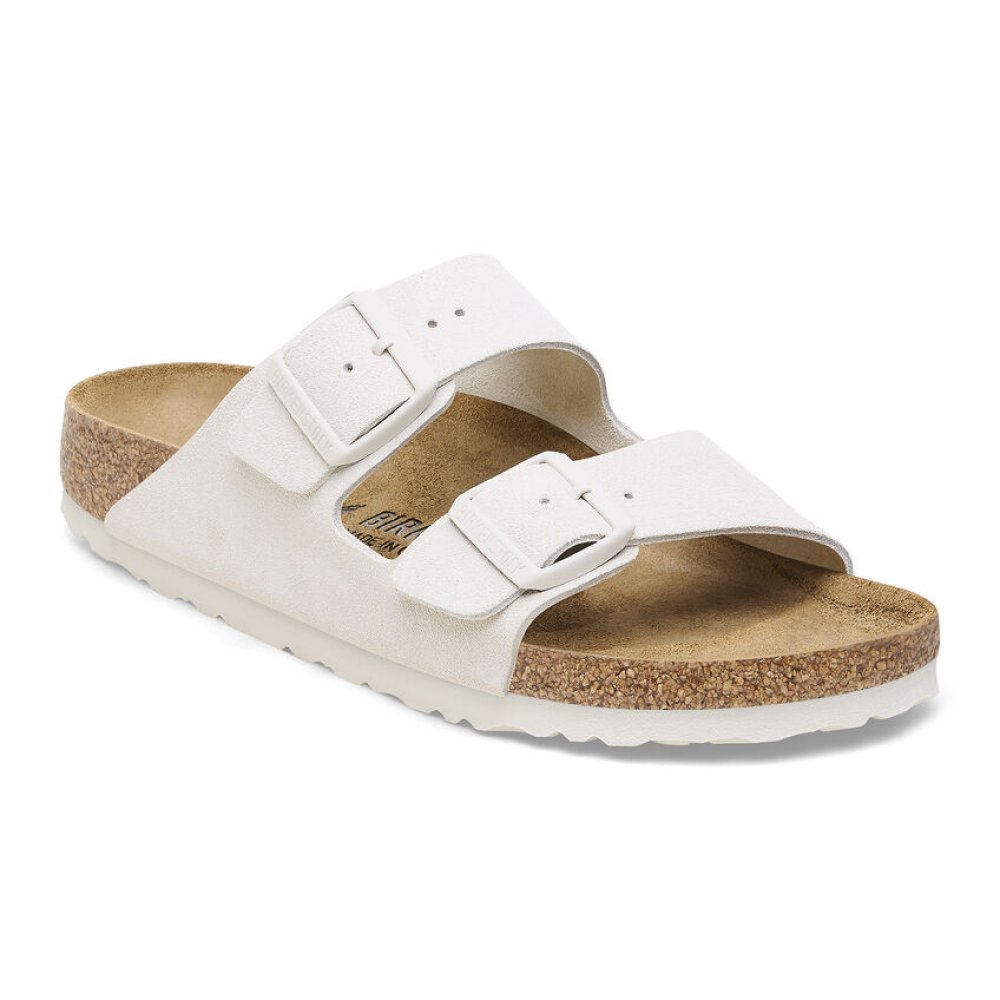 Birkenstock Sandalo Donna Arizona Antique white, Suede Leather