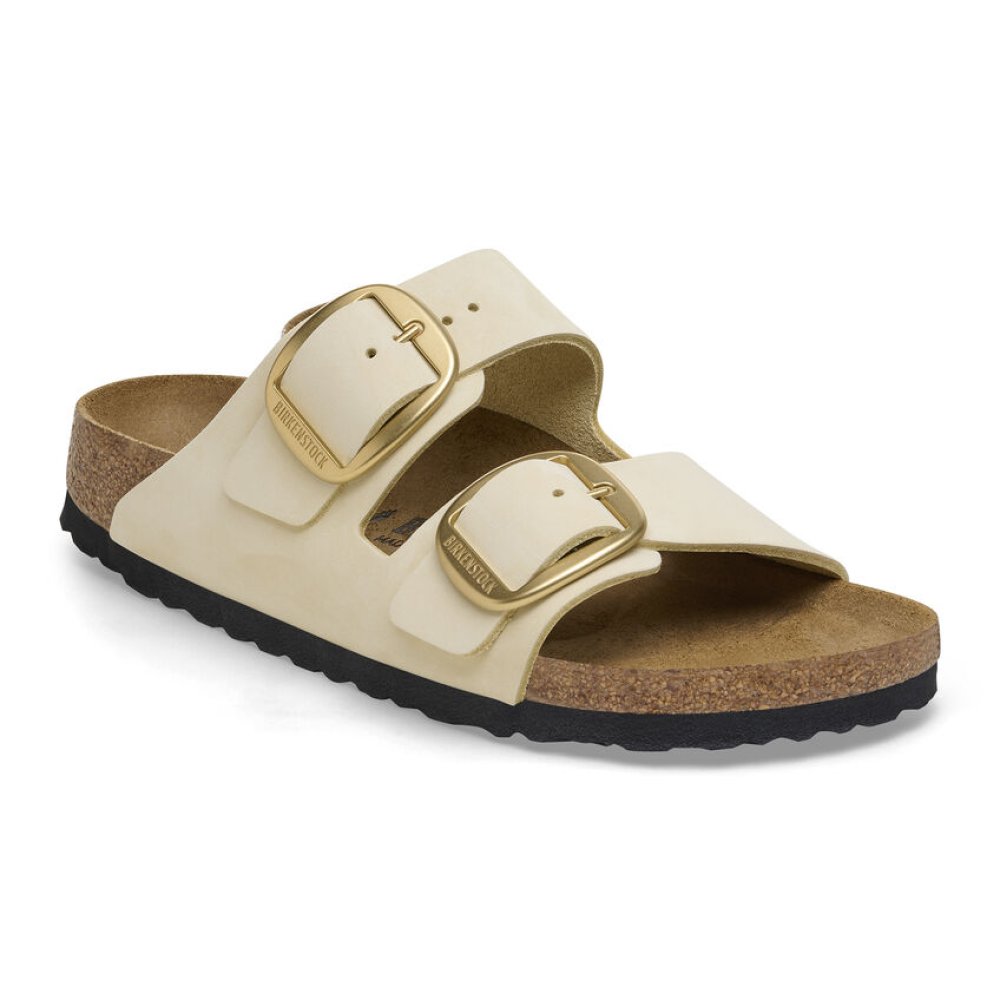 Birkenstock Sandalo Donna Arizona Big Buckle ecru, Nubuck Leather