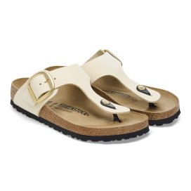 Birkenstock Infradito Donna Gizeh Big Buckle ecru, Nubuck Leather