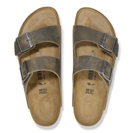 Birkenstock Sandalo Unisex Arizona faded khaki, Oiled Leather