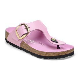 Birkenstock Infradito Donna Gizeh Big Buckle shine fondant pink, Natural Leather