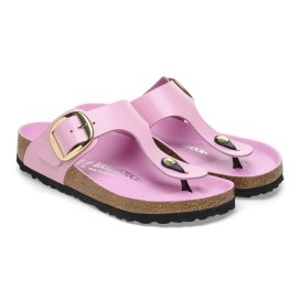 Birkenstock Infradito Donna Gizeh Big Buckle shine fondant pink, Natural Leather