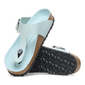 Birkenstock Infradito Donna Gizeh Big Buckle shine surf green, Natural Leather