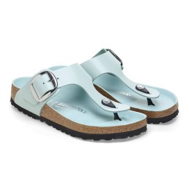 Birkenstock Infradito Donna Gizeh Big Buckle shine surf green, Natural Leather