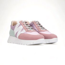 Wonders Sneaker Odisei in pelle scamosciata rosa e blu