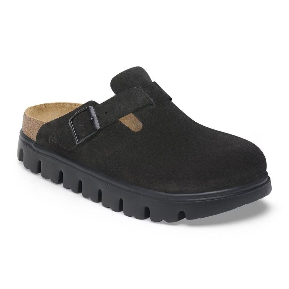 Clog Birkenstock Boston Chunky black, Suede Leather