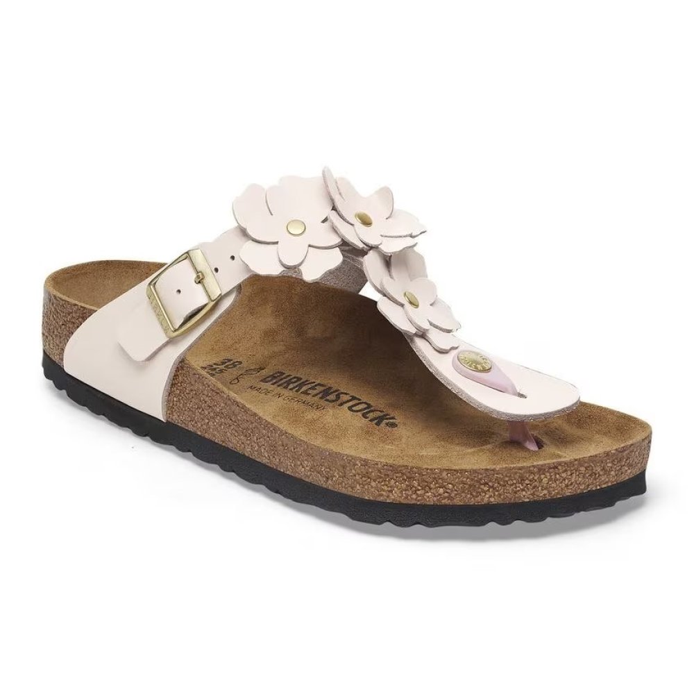 Infradito Birkenstock Gizeh Flowers light rose, Natural Leather